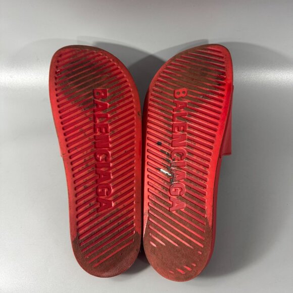BALENCIAGA Men's Pool Slides in Red, Size US 12 - Picture 11 of 15